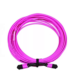 Сборка кабельная MPO-MPO, 12 волокон OM4, тип B (Key Up-Key Up), низкие потери, LSZH, 50 м, розовая