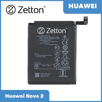 Аккумулятор (батарея) Zetton для телефона Huawei Nova 2 2850 mAh, Li-Pol аналог HB366179ECW