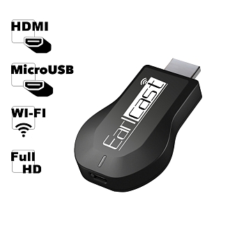 HDMI адаптер Earldom ET-W+ Wireless TV Dongle 2.4G + 5G Full HD/WiFi/Airplay (черный)