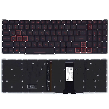 Клавиатура для ноутбука Acer Nitro 5 AN515-54, черная с красной подсветкой (стрелки в рамке)