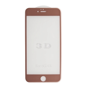 Защитное стекло "LP" для Apple iPhone 6, 6S Plus Tempered Glass 3D с рамкой 0.33 мм, 9H, розовое (ударопрочное)