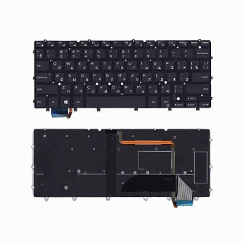 Клавиатура для ноутбука Dell XPS 13-9370, 9380 чёрная, без рамки, с подсветкой