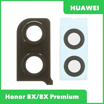 Стекло задней камеры для телефона Huawei Honor 8X/8X Premium (JSN-L21) (в рамке) (черный)