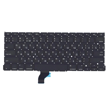 Клавиатура для ноутбука Apple MacBook A1502, черная, плоский Enter, с подсветкой