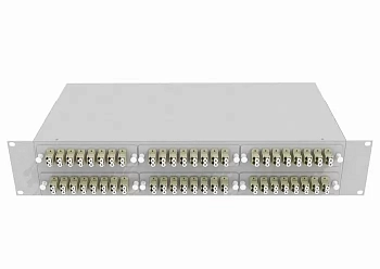 Кросс оптический стоечный 19", 96 LC/UPC адаптеров, многомодовый (50/125), 2U, серый, укомплектованный, TopLAN