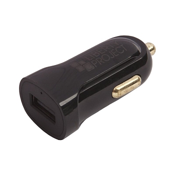 Автомобильное зарядное устройство "LP" с выходом USB + кабель USB Type-C 2.1A (черный, европакет)