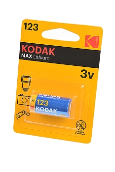 Батарейка (элемент питания) Kodak Max Lithium CR123 BL1, 1 штука
