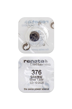Батарейка (элемент питания) Renata SR626W 376 (0%Hg), 1 штука