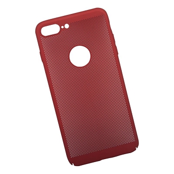 Защитная крышка "LP" для Apple iPhone 8 Plus "Сетка" Soft Touch, красная (европакет)