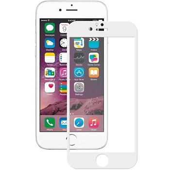 Защитное стекло для iPhone 6 (4,7 дюйма) 5D, 10D, 11D (белый) тех.пак.