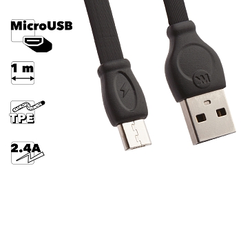 USB кабель WK Fast Cable WDC-023 MicroUSB, 1 метр, черный