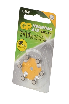 Батарейка (элемент питания) GP Hearing Aid ZA10F-D6 ZA10 BL6, 1 штука