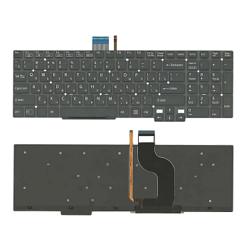 Клавиатура для ноутбука Sony Vaio SVT15, черная, без рамки, с подсветкой