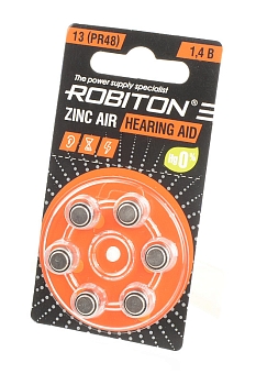 Батарейка Robiton Hearing AID R-ZA13-BL6 13 PR48 DA13 V13A BL6
