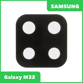 Стекло задней камеры для телефона Samsung M325 Galaxy M32 (без рамки) (черный)