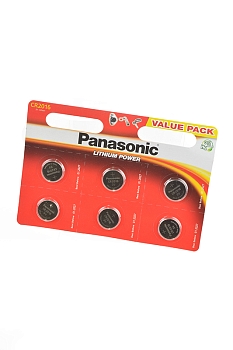 Батарейка (элемент питания) Panasonic Lithium Power CR-2016EL/6BP CR2016 BL6, 1 штука
