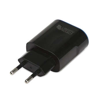 Сетевое зарядное устройство "LP" с двумя выходами USB 2.4A + кабель MicroUSB Classic Plus (черный, коробка)
