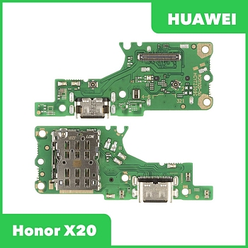 Разъем зарядки для телефона Huawei Honor X20, микрофон, разъем SIM