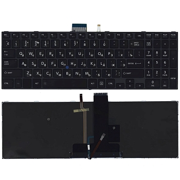 Клавиатура для ноутбука Toshiba Satellite R50-C, Tecra A50-C, Z50-C черная, с рамкой, с подсветкой, с джойстиком
