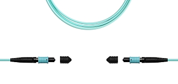 Сборка кабельная TopLan MPO-MPO, 12 волокон OM3, тип B (Key Up-Key Up), male-male, низкие потери, LSZH, 5 м, аква