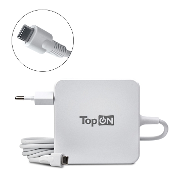 Блок питания для ноутбука TopON 100W кабель Type-C, Power Delivery, Quick Charge 3.0, в розетку, кабель 240 см, Белый. TOP-UC100W