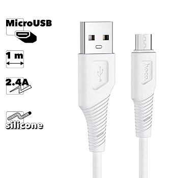 USB кабель HOCO X58 Airy MicroUSB, 2.4А, 1м, силикон (белый)