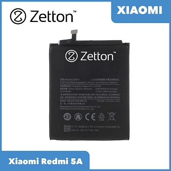 Аккумулятор (батарея) Zetton для телефона Xiaomi Redmi 5A 3000 mAh, Li-Pol аналог BN34