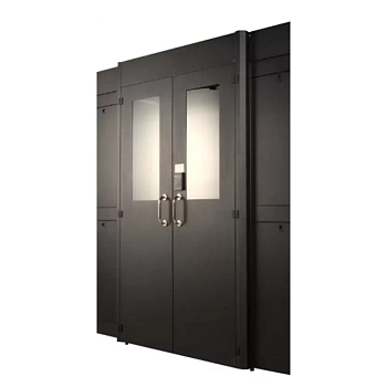 Распашные двери коридора 1200 мм для шкафов LANMASTER DCS 48U, стекло,  key-card замок, LAN-DC-HDRML-48Ux12