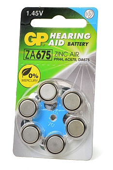 Батарейка (элемент питания) GP Hearing Aid ZA675F-D6 ZA675 BL6, 1 штука