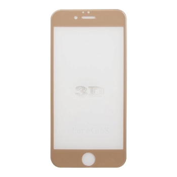 Защитное стекло для Apple iPhone 6, 6s Tempered Glass 3D, золотое (ударопрочное)