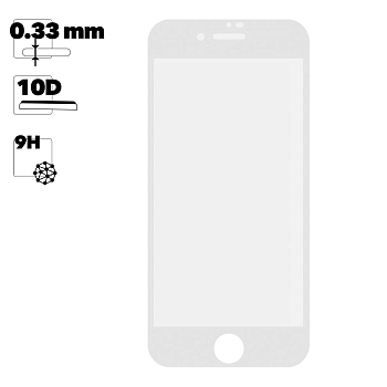 Защитное стекло для Apple iPhone 7, 8 Tempered Glass 10D, белое (ударопрочное)