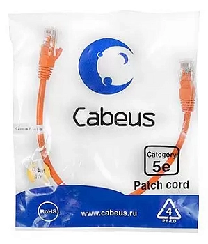 Патч-корд U/UTP Cabeus PC-UTP-RJ45-Cat.5e-0.3m-OR