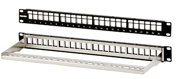 PPBL3-19-24-SH-RM Патч-панель наборная 19", экранированная, 24 порта, 1U, для модулей KJ2(C6A) и KJ5, с задним кабельн Hyperline