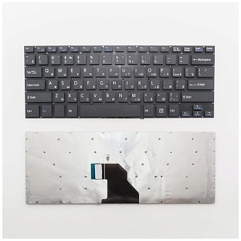 Клавиатура для ноутбука Sony Vaio SVF142, SVF143, SVF14E, черная, без рамки