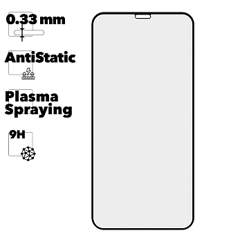 Защитное стекло Mr.cat для iPhone 11 Pro, X, Xs Anti-Static, Plasma Spraying черное (ударопрочное)