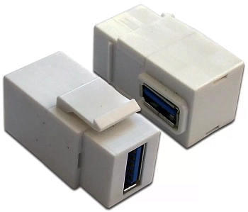 Модуль Keystone, USB 3.0, тип A, мама-мама, 90 градусов, белый, LAN-OK-USB30-AA/V-WH
