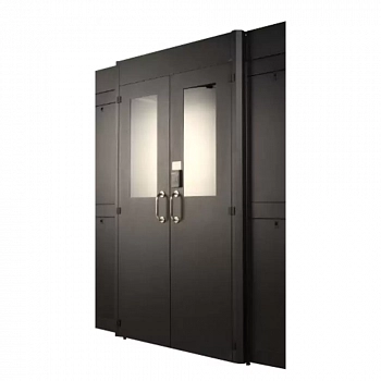 Распашная дверь коридора 1200 мм для шкафов LANMASTER DCS 42U, стекло,  key-card замок, LAN-DC-HDRML-42Ux12