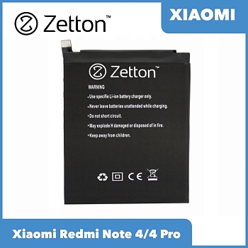 Аккумулятор (батарея) Zetton для телефона Xiaomi Redmi Note 4, 4 Pro 4100 mAh, Li-Pol аналог BN41