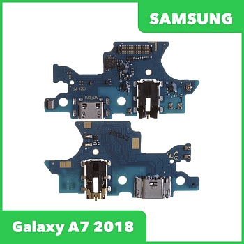 Системный разъем (разъем зарядки) для Samsung Galaxy A7 2018 SM-A750, разъем гарнитуры и микрофон (оригинал)