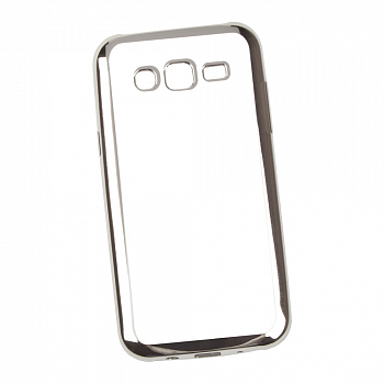 Чехол силиконовый "LP" для Samsung Galaxy J5 TPU (прозрачный с белой хром рамкой)