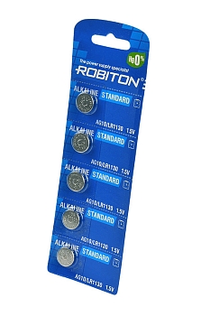 Батарейка (элемент питания) Robiton Standard R-AG10-0-BL5 (0% Hg) AG10 LR1130 389 189 LR54 BL5