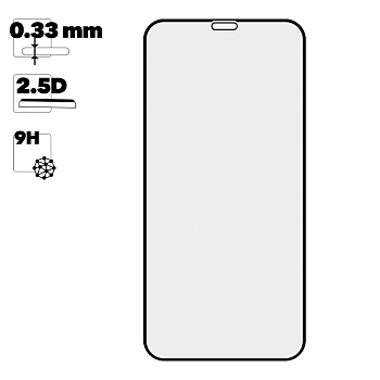 Защитное стекло "LP" для Apple iPhone X, XS Tempered Glass 2.5D с рамкой 0.33 мм, 9H, черное (ударопрочное)