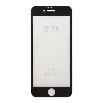 Защитное стекло "LP" для Apple iPhone 6, 6S Tempered Glass 3D с рамкой 0.33 мм. 9H, черное (ударопрочное)