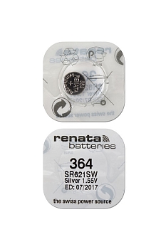 Батарейка (элемент питания) Renata SR621SW 364, 1 штука