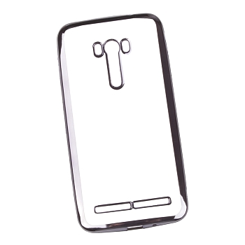 Чехол силиконовый для Asus ZenFone Selfie ZD551KL TPU (прозрачный с черной хром рамкой)