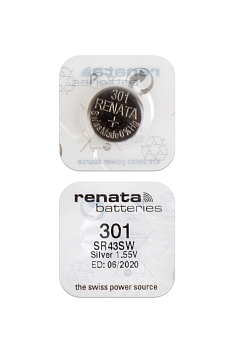 Батарейка (элемент питания) Renata SR43SW 301 (0%Hg), 1 штука