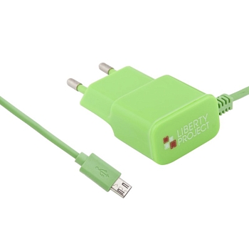 Сетевое зарядное устройство "LP" MicroUSB, 2.1A (коробка, зеленое)