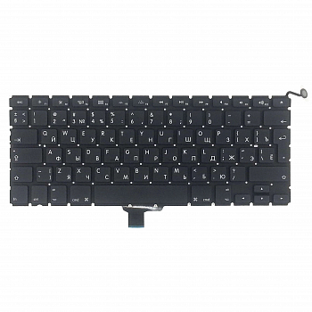 Клавиатура для ноутбука Apple MacBook A1278, черная, большой Enter, с подсветкой