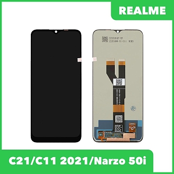 LCD дисплей для Realme C21, C11 2021, Narzo 50i (RMX 3231) в сборе с тачскрином (черный)