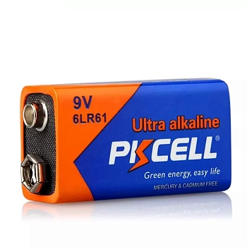 Батарейка (элемент питания) PKCELL, 9 В, крона, 6LR61-1B, 1 шт в блистере